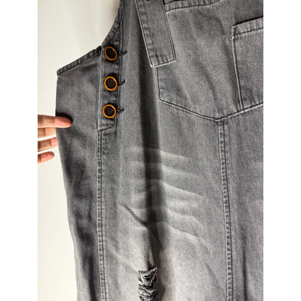 Three bird nest high hopes slouchy denim overalls grey size large - Picture 6 of 10